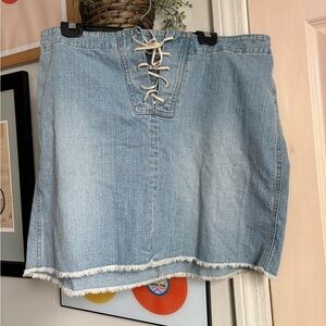 Casual Lace-Up Denim Mini Skirt